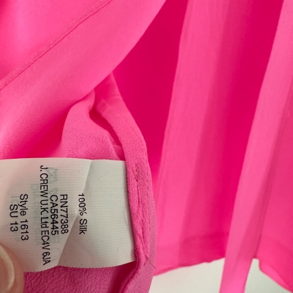 Madewell Hot Pink Silk Sleeveless Top with Tie in back - Picture 5 of 6